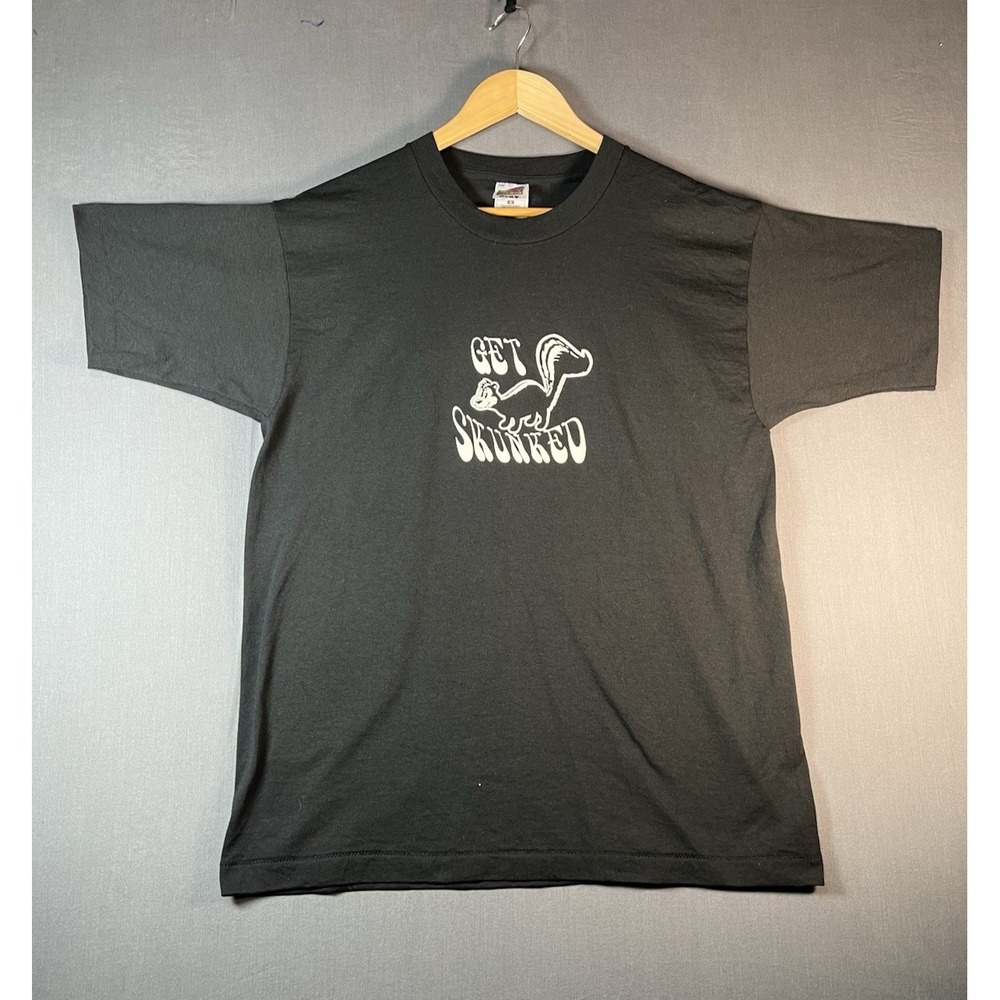 Vintage Fruit Of The Loom Single Stitch Get Skunked Graphic Tee Sz Large